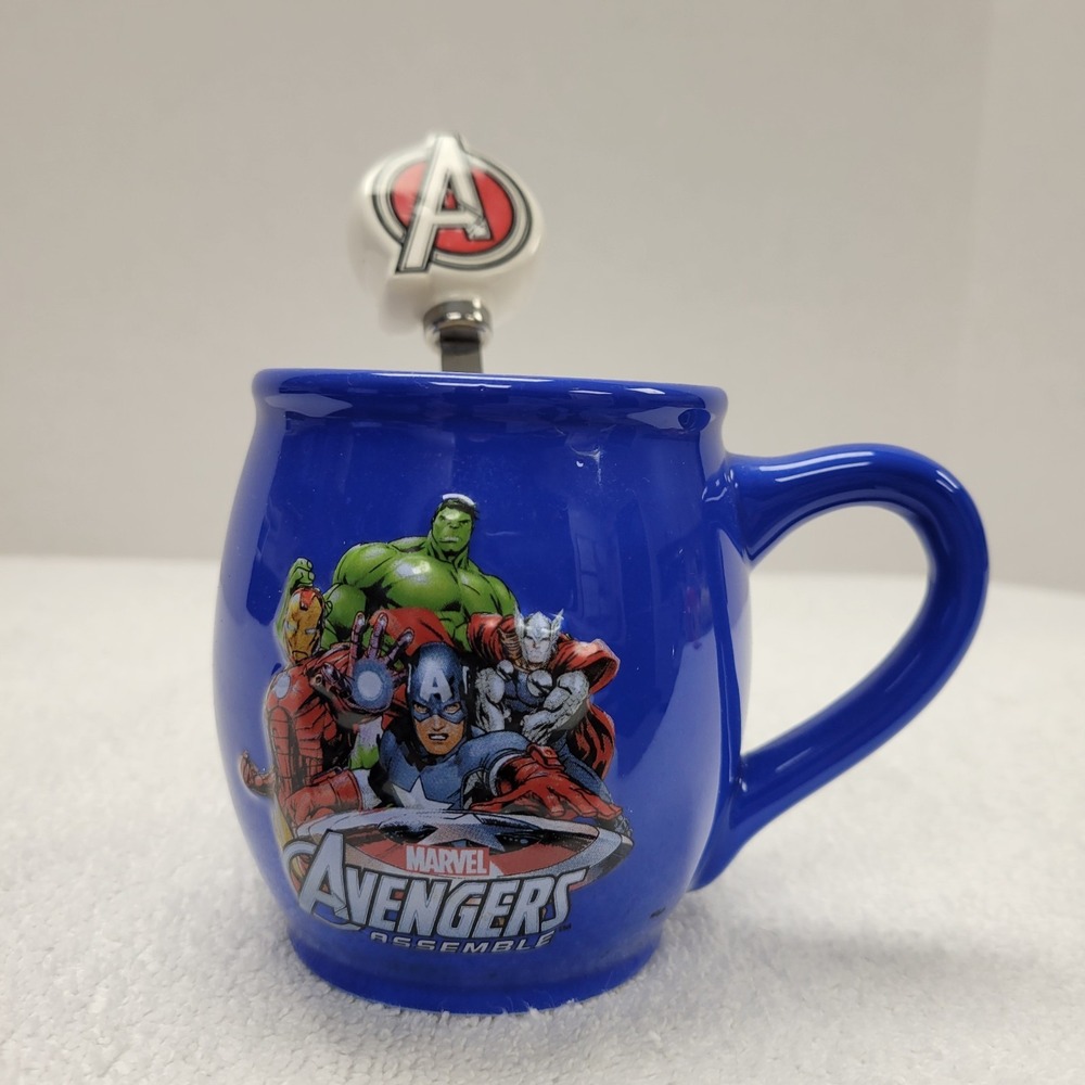 Marvel Avengers Assemble blue mug w/ matching spoon